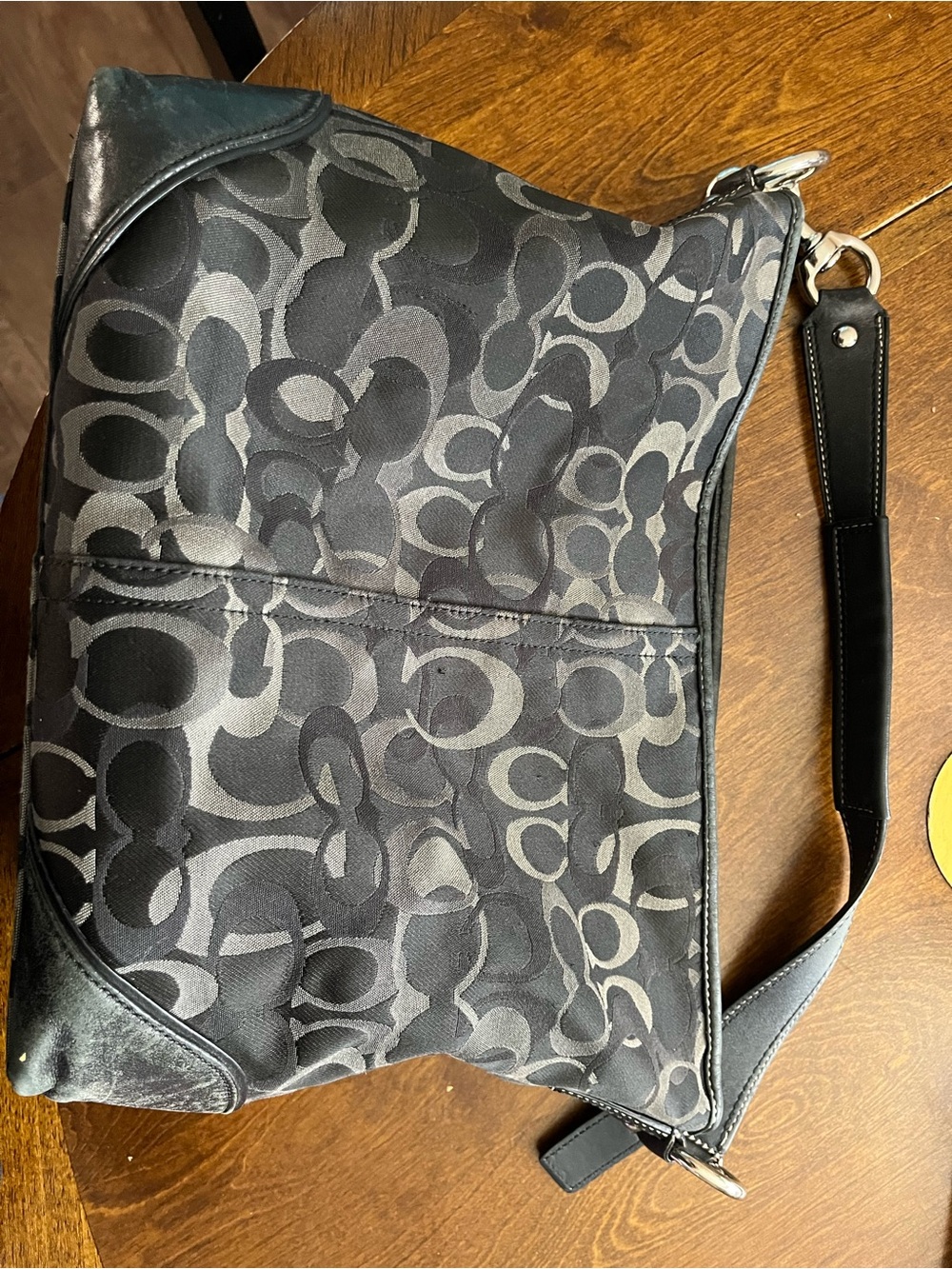 Coach Signature C Hobo Bag in Black/Gray vintage